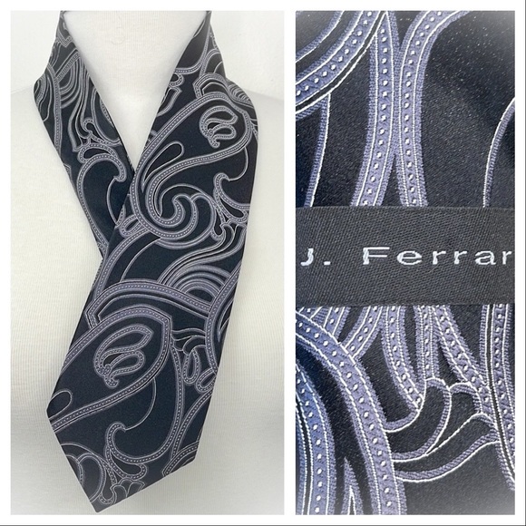 💕Very Handsome Black & White Mens Silk Tie💕 - Picture 1 of 12